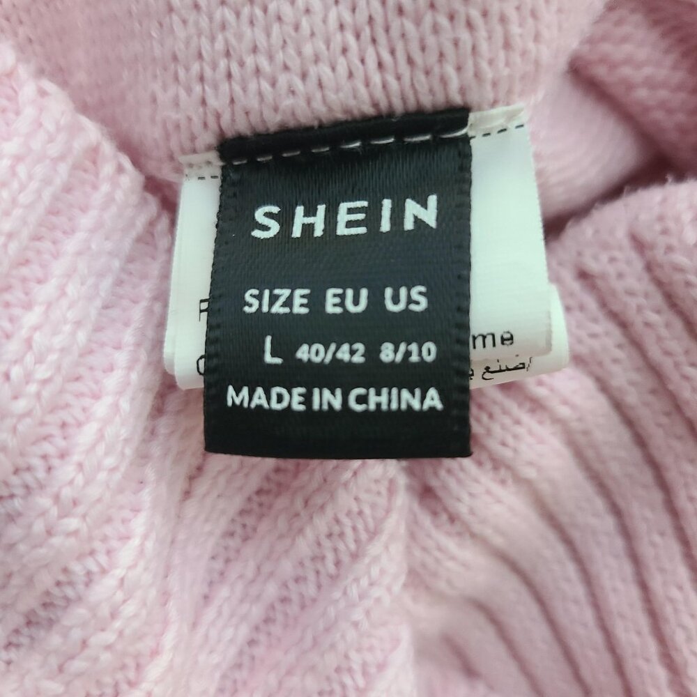 SHEIN Womens Zip Up Knitted Crop Hoodies with Pants Pink Size L - Picture 6 of 9
